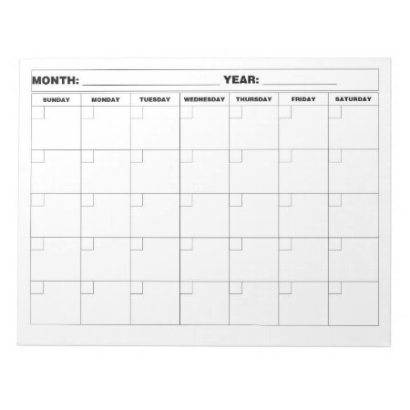 Minimal Blank Calendar Notepad