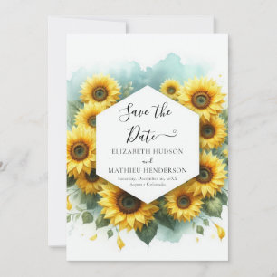 Minimal Bloom Sunflower Wedding Save The Date
