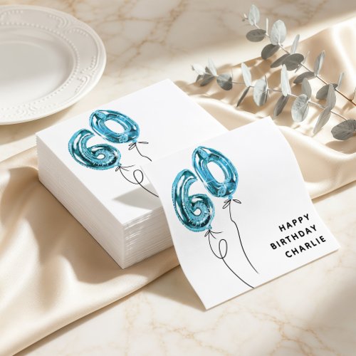 Minimal Blue 60 Balloon 60th Birthday Party Napkins