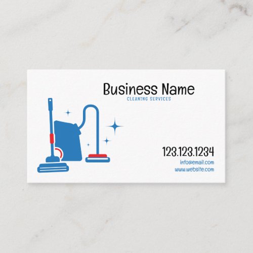 Minimal Blue and White Maid House Cleaning Business Card
