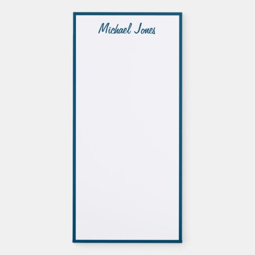 Minimal Blue and White Personalize Name Fridge Magnetic Notepad