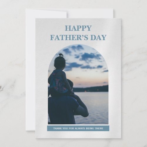 Minimal Blue Arch Photo Father’s Day Card for Dad