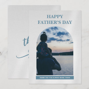 Minimal Blue Arch Photo Father’s Day Card for Dad