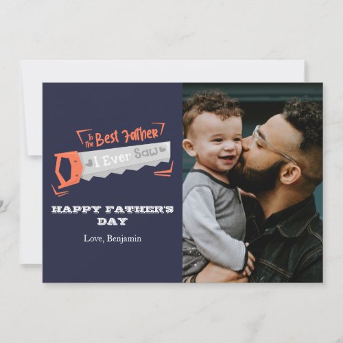 Minimal Blue Best Father _ Fathers Day Photo Card