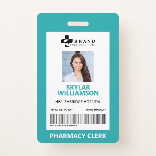 Minimal Blue Border Frame Medical Photo ID  Logo Badge