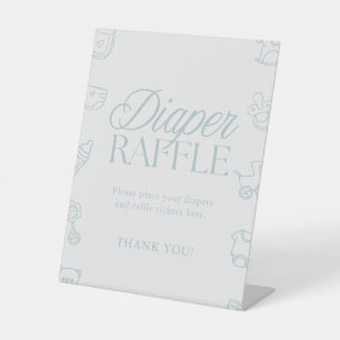 Minimal Blue Boy Baby Shower Diaper Raffle Sign