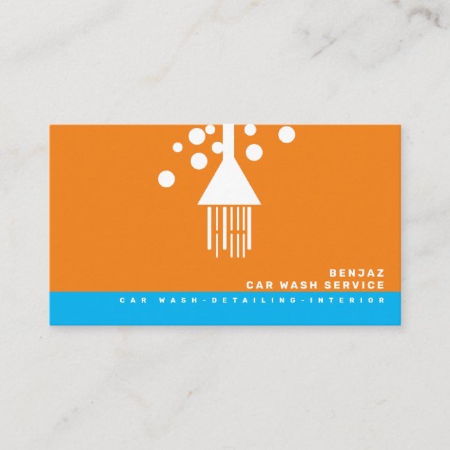 Minimal Blue Bubbles Car Wash Interior Designer B Business Card (Front)