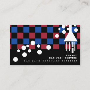 Minimal Blue Bubbles Car Wash Interior Designer C Business Card