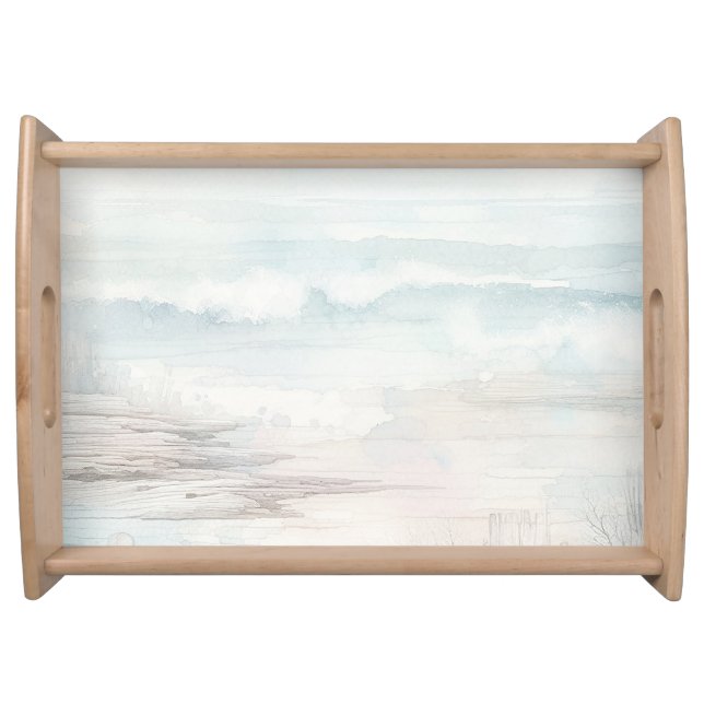 Minimal Blue Coastal Decor Serving Tray (Front)