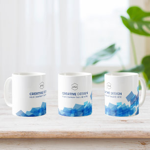Minimal Blue Corporate with Custom Logo Coffee Mug
