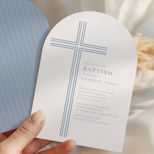 Minimal Blue Cross Baptism Invitation (Creator Uploaded)