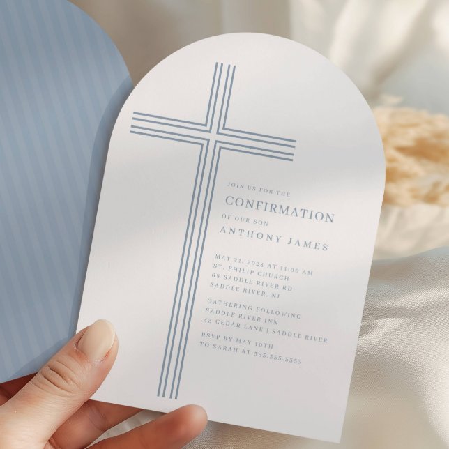 Minimal Blue Cross Confirmation Invitation (Creator Uploaded)
