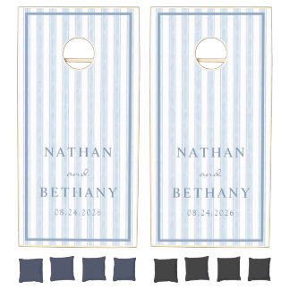 Minimal Blue French Wedding Cornhole Set