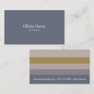 Minimal Blue Gray Ochre Elegant Modern Stripes Business Card