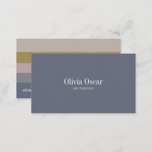 Minimal Blue Gray Ochre Elegant Modern Stripes  Business Card