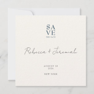Minimal Blue Gray Sophisticated Script Wedding Save The Date