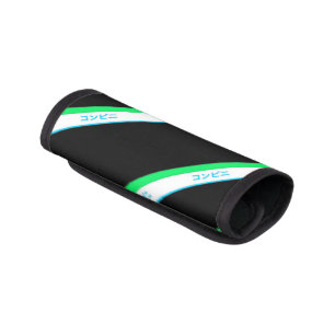 Minimal Blue Green Black Stripe Japanese Text Luggage Handle Wrap