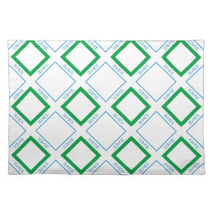 Minimal Blue Green Diamond Japanese Text Cloth Placemat