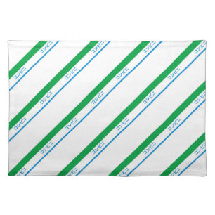 Minimal Blue Green Large Stripe Japanese Text Cloth Placemat