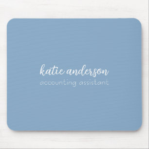Minimal Blue Monogrammed Name & Job Position Mouse Pad