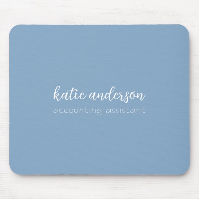 Minimal Blue Monogrammed Name & Job Position Mouse Pad (Front)