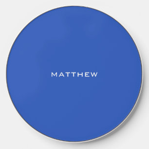 Minimal Blue Monogrammed Wireless Charger