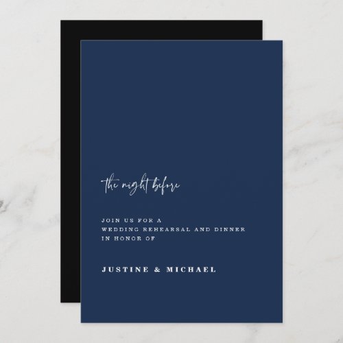 Minimal Blue Night Before Wedding Dinner Rehearsal Invitation