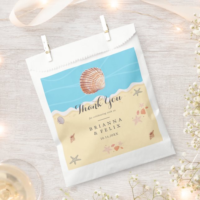 Minimal Blue Ocean Summer Wedding Favor Bag (Clipped)