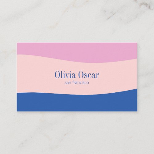 Minimal Blue Pink Unique Abstract Art Creative Business Card