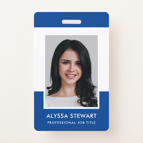Minimal Blue Professional Photo Employee Staff Badge