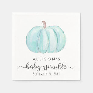 Minimal Blue Pumpkin Watercolor Baby Boy Sprinkle Napkins