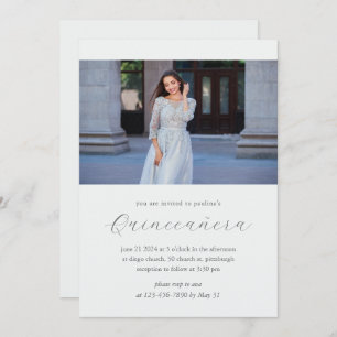 Minimal Blue Quinceañera Photo Invitation