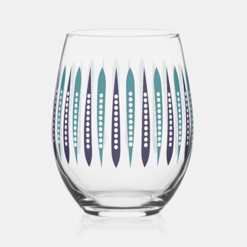  Minimal Blue Retro Inspired Stemless Wine Glass
