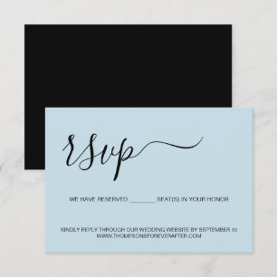 Minimal blue script Reserved Seat Wedding Website RSVP Card