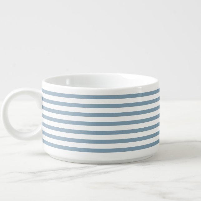 Minimal Blue Stripes Modern Pattern Design Bowl (Right)