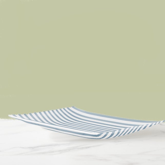 Minimal Blue Stripes Modern Pattern Design Trinket Tray (Creator Uploaded)