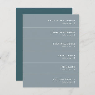 Minimal Blue Teal Gray Wedding Place Name Card