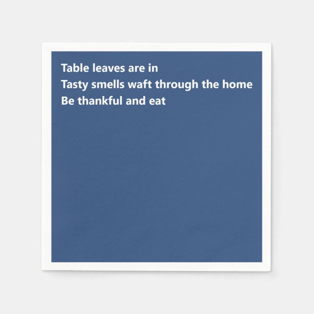 Minimal Blue Thanksgiving Modern Thankful Poem Napkins (Front)
