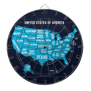 Minimal Blue United States Map Illustration Dart Board