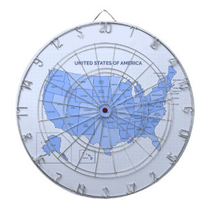 Minimal Blue United States Map Illustration Dart Board
