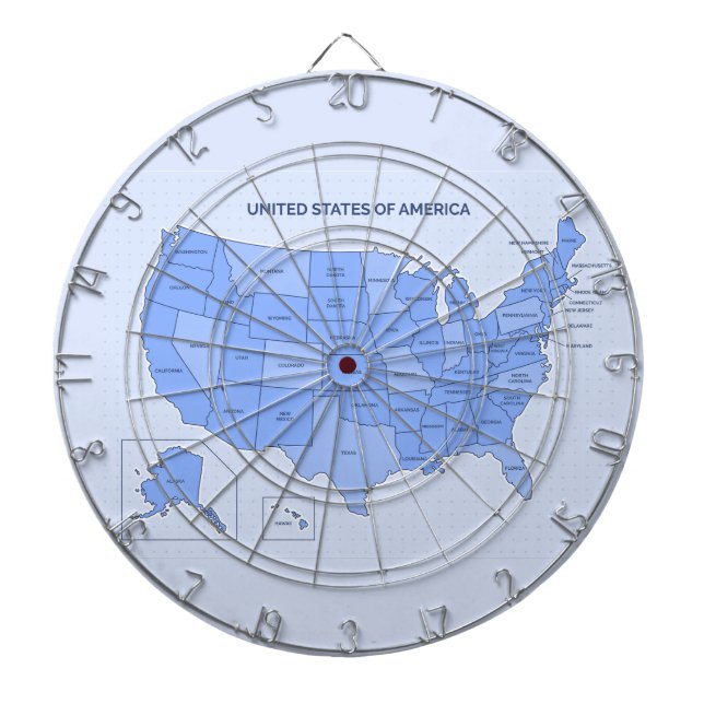 Minimal Blue United States Map Illustration Dart Board (Front)