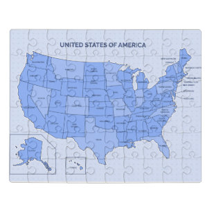 Minimal Blue United States Map Illustration Jigsaw Puzzle