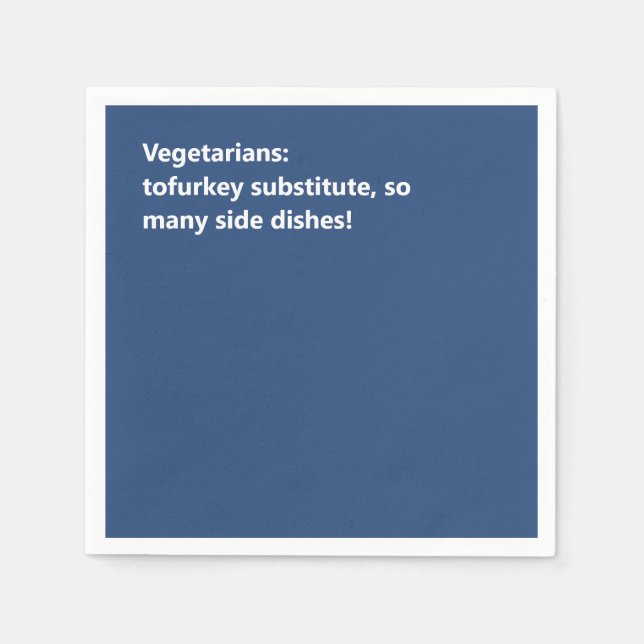 Minimal Blue Vegetarian Thanksgiving Haiku Napkins (Front)