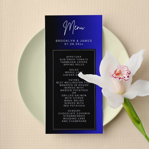 Minimal Blue Wedding Menu Card