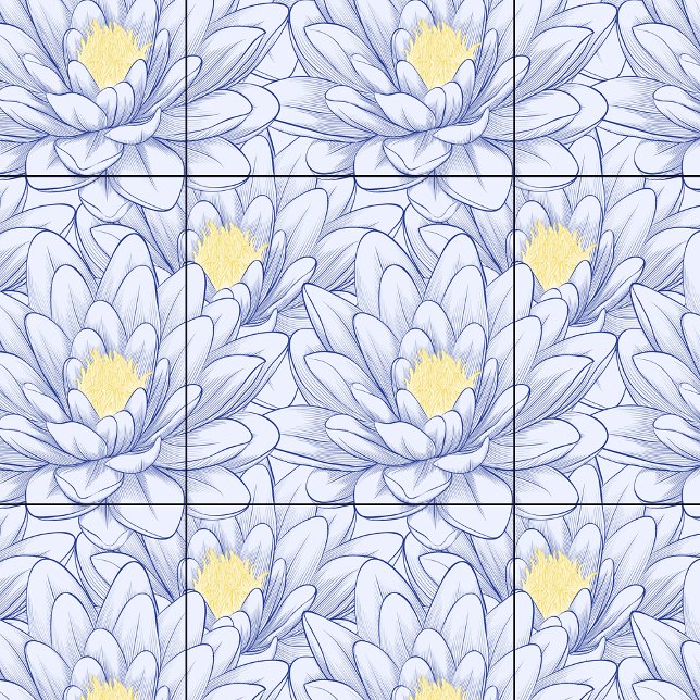 Minimal Blue White Floral Botanical Farmhouse Ceramic Tile (Minimal Blue White Floral Botanical Farmhouse Ceramic Tile)