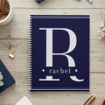 Minimal Blue & White Monogram Planner<br><div class="desc">This simple yet elegant design adds style and grace to your desk with its dark, elegant minimal design in navy blue and white. Elegant, modern and understated, it's the perfect way to keep your days organized. Personalized with a name and initial, it makes a great bridal shower, Christmas or Mother's...</div>