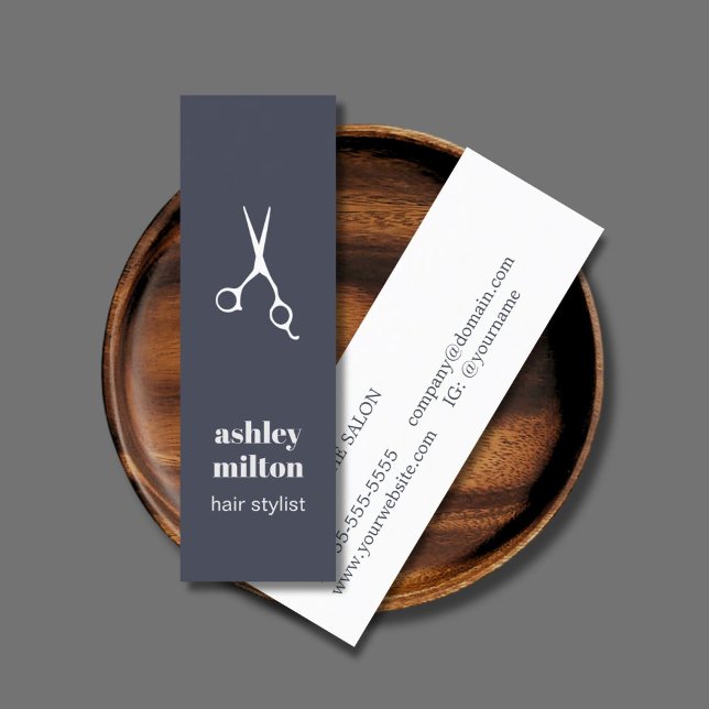 Minimal Blue White Scissors Hair Stylist Mini Business Card (Creator Uploaded)