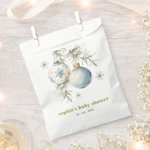 Minimal Blue Winter Chirstmas Boy Baby Shower Favor Bag