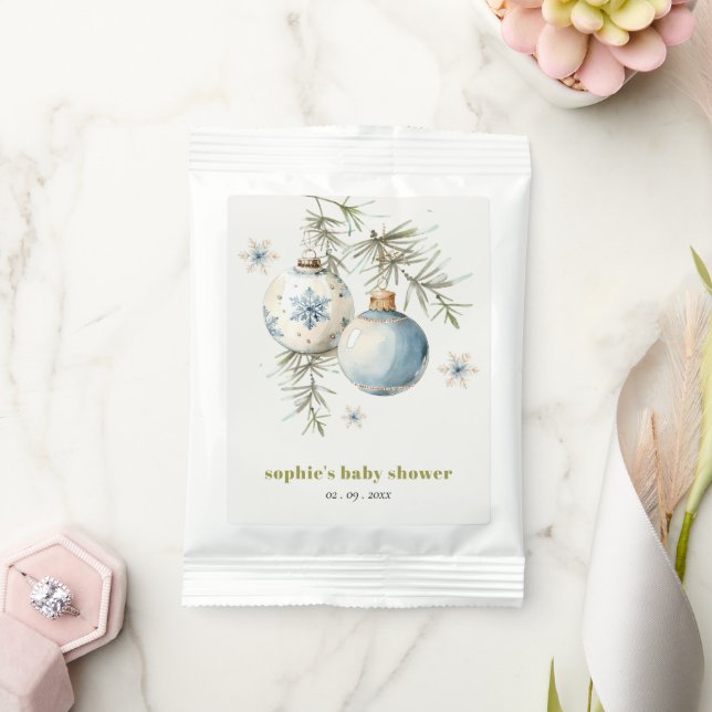 Minimal Blue Winter Chirstmas Boy Baby Shower Lemonade Drink Mix (Wedding)
