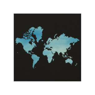 Minimal Blue World Map Watercolor Art